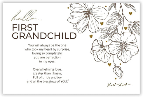 First Grandchild Gift for New Grandparents - Poetry Frame in White