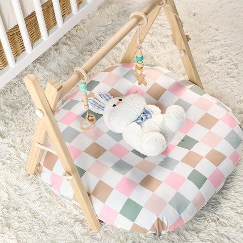 DILIMI Nursing Pillow Cover, Soft Comfortable Baby Lounger Covers for Girls, Newborn Lounger Cover, Colorful Checkered
