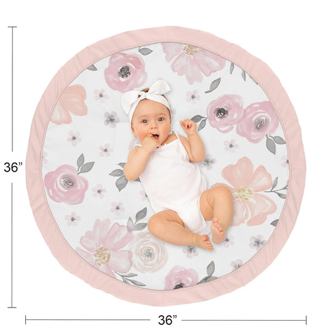 Tummy Sweet Jojo Designs Baby Play Mat (Pink/Grey Boho Floral) for Girls, Infant, Toddler Time Activity Floor Playmat