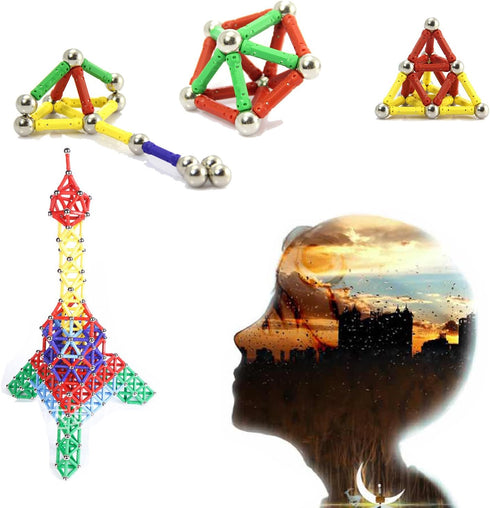 308Pcs Magnetic Building Sticks Blocks, Educational STEM Toys for Kids and Adults, 3D Construction Toy with Storage Bag
