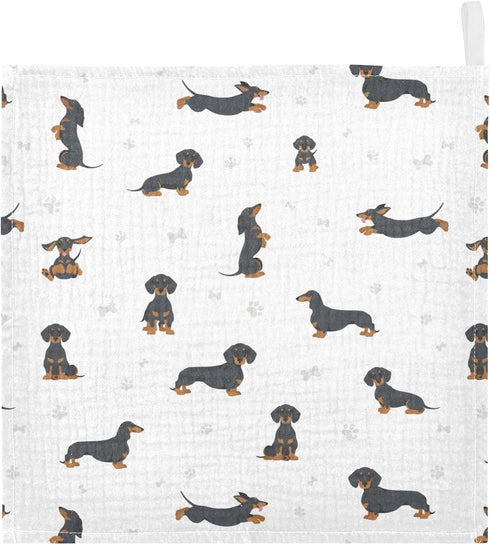 11.8 11.8 inch, sizex3 vvfelixl Baby Cotton Washcloths Black Dachshund Infants Bath Towel for Unisex Face Towels
