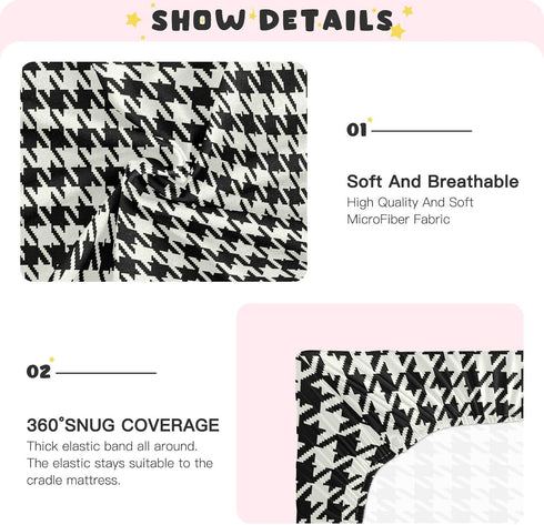 J JOYSAY 39 27 Classic Houndstooth Fitted Crib Sheet for Boys Girls Baby Crib Sheet Crib Mattress Sheet Crib Bedding, x