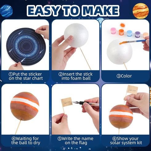 64 13 3-5, PCS Solar System Project Kit, Solar System Model Kit with Mix Foam Balls, Solar System Toys for Kids Learn