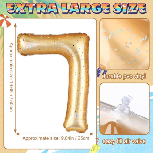 Number 0-9 Pool Float 20'' Gold - Large Inflatable Swimming Balloon for Summer Graduation Party Decoration (Number 7)