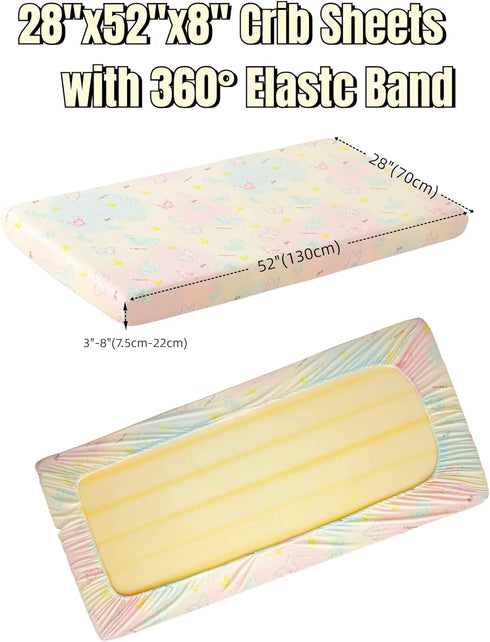Girls,52x28x8, 2 Pack,Pink Jersey Butterfly Crib Sheets for Baby Cute Kawaii Standard Oval/Retangle Fitted Crib Sheets