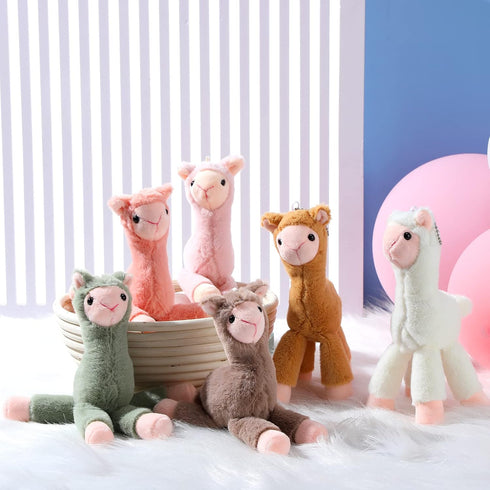 6 Pcs Mini Llama Stuffed Animals 7.87 Inches Alpaca Dolls Keychain, Cute Tiny Plush Toys for Boys and Girls, Birthday