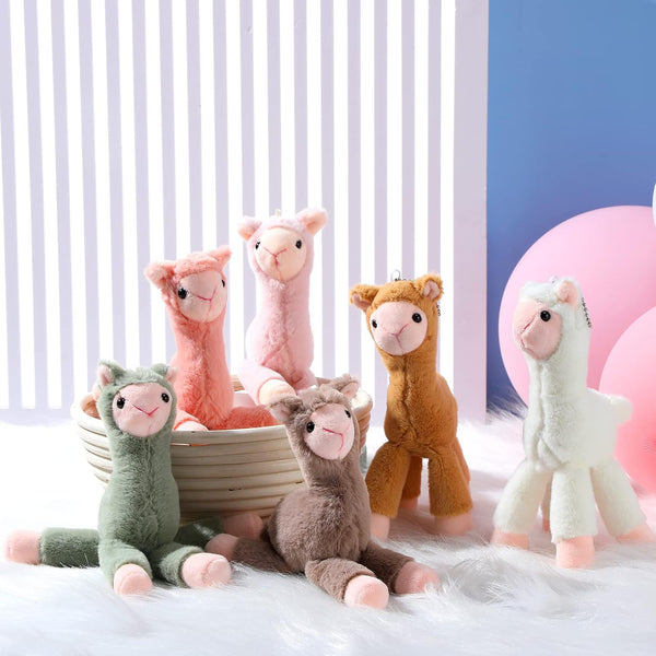 6 Pcs Mini Llama Stuffed Animals 7.87 Inches Alpaca Dolls Keychain, Cute Tiny Plush Toys for Boys and Girls, Birthday