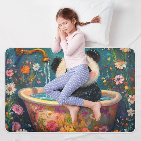 Yoogain 52" 34" Cartoon Panda Retro Bathtub Bed Underpads Waterproof Washable Potty Training Cover Breathable Pee Mats