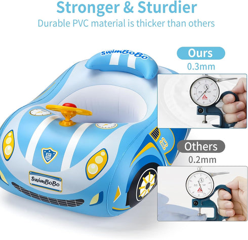 Swimbobo Inflatable Toddler Pool Float - Ride-on Car Boat for Kids