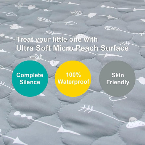 Pack and Play Mattress Protector Sheets, Fitted Waterproof Pad Cover, Compatible with Graco & Dream On Me, Gray Arrow