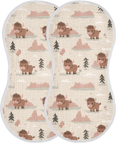 decor gift 4 Pack 22x11in Cotton Muslin Burp Cloth Easy Care Cute Cartoon Lakeshore Bison Brown Feeding Cloth
