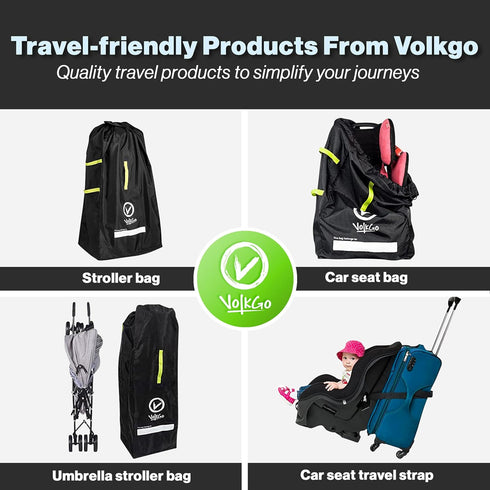 V VOLKGO Extra Padded Car Seat Travel Bag for Airplane, Heavy Duty Car Seat Bags for Air Travel Large Durable Carseat