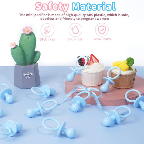50 2.75 Pacifiers for Baby Shower Game Boy Girl, Plastic Pacifiers Baby Shower Game, Bulk Baby Shower Pacifiers