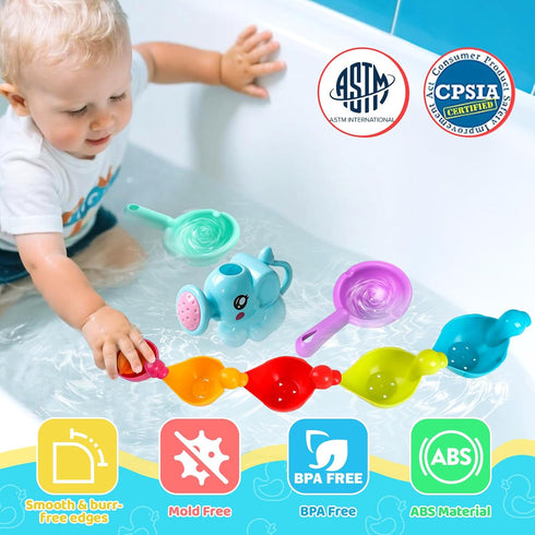 2-4 8 1-3 1 2 3 4 5 6 Fajiabao Bath Toys Toddlers PCS Mold Free Bath Toys for Kids Ages with Floating Ducks & Water