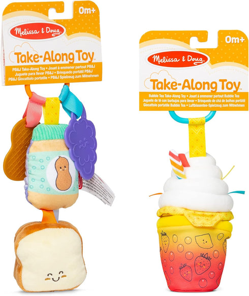 2-Pack Melissa & Doug Multi-Sensory Take-Along Clip-On Infant Toy (PB&J and Bubble Tea)