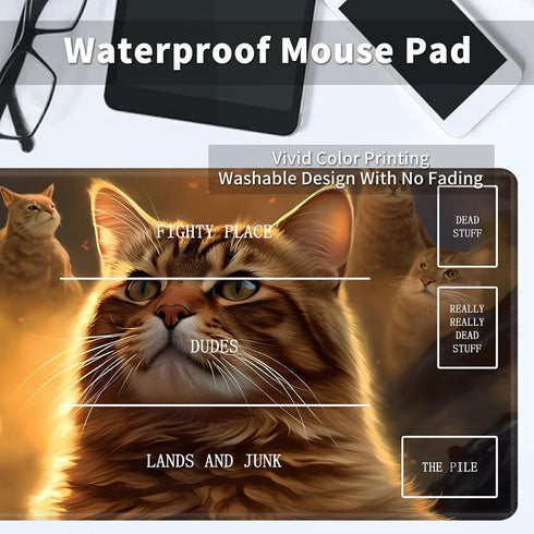 Cool Cat Card Game Mats, MTG Playmat & Mouse Pad, 24" x 14" Game Play Mat for Magic The Gathering and Anime TCG