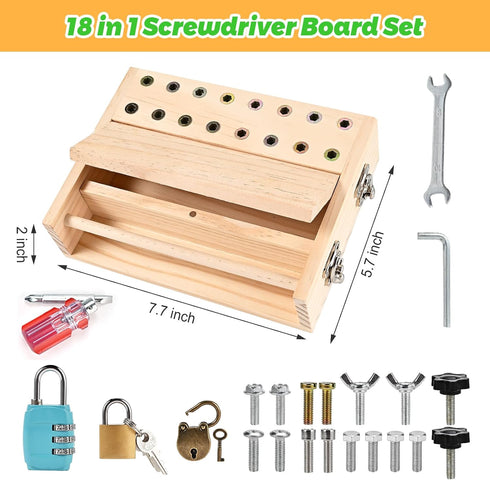 Set, 3 4 5 3 Set, Montessori Screwdriver Board Montessori Toys for with Lock and Keys, Toddler Screwdriver Toy, Kids