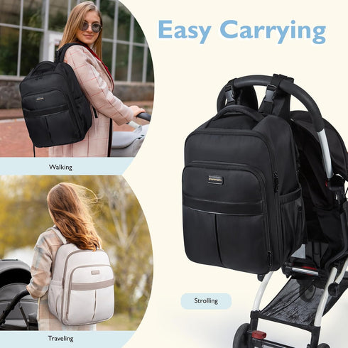 mommore Backpack 37L 15.6'' Diaper Bag Large Baby Bag with Laptop Sleeve Mom Bags with Insulated Pockets, Changing Pad