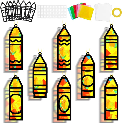 32 Sets Back to School Crayon Suncatchers Craft Kit DIY Window Stained
