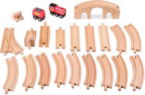 Set (22 Melissa & Doug Classic Wooden Figure Eight Train pcs)