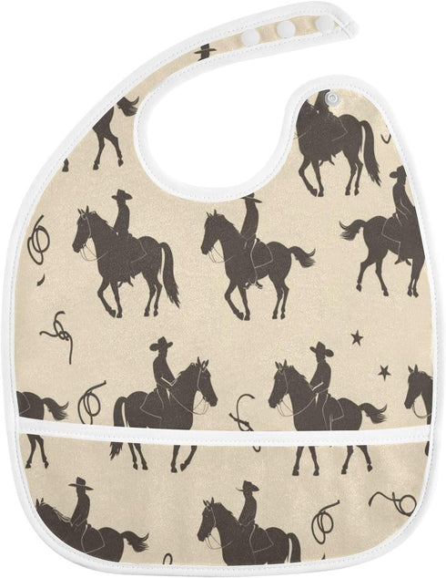MCHIVER Baby Bibs for Baby Boy Girl, Waterproof Feeding Apron Cotton Food Eating Bib, 2 Packs