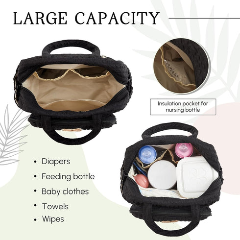 Bulyoou Small Diaper Bag Tote, Multifunction Bag with Silicone Pacifier Holder Case Travel Crossbody Handbag