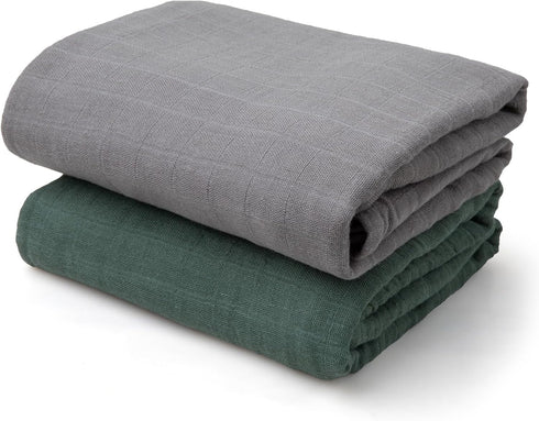 FLOGOSO Muslin Swaddle Blankets for Baby Boys and Girls, 2-Pack Breathable Soft Receiving