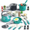 Bruvoalon 32Pcs Kids Play Kitchen Toys Set - Toddlers Pretend Cooking Playset with Pots, Pans, Utensils, Foods