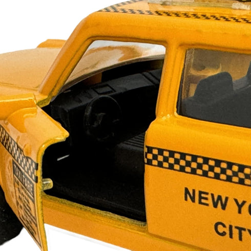 NYC Yellow Cab Taxi Toy with Pullback Action, Die Cast New York City Taxi (No Sound)