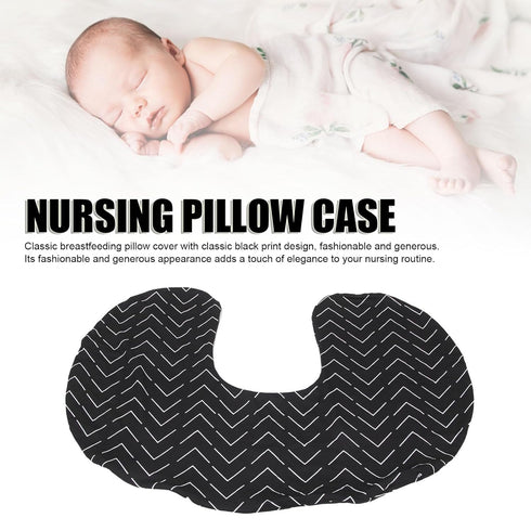 Yosoo Classic Black Print U Shape Breastfeeding Pillow Cover, Washable Nursing Pillowcase for Moms, Breastfeeding