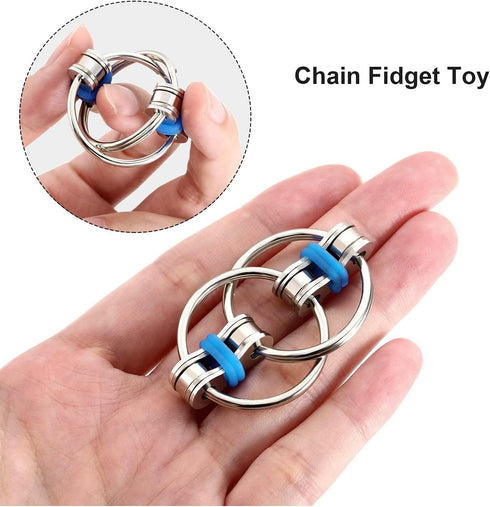 Gejoy 12 Set Autism(6 Pcs Bike Chain Fidget Toys Flippy Roller Chain Sensory Rings Bulk Handheld Toy Key Anxiety Relief