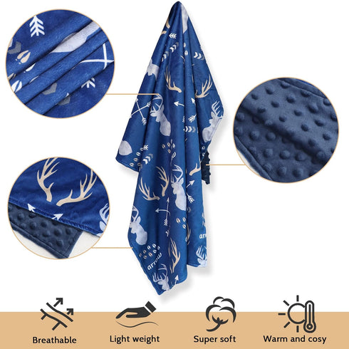 GFU Baby Blanket 30 x 40 Inch, Soft Minky Infant Receiving Blanket with Antler Arrow Print