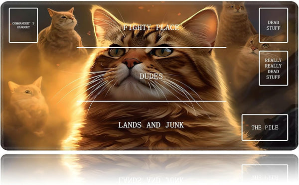 Cool Cat Card Game Mats, MTG Playmat & Mouse Pad, 24" x 14" Game Play Mat for Magic The Gathering and Anime TCG