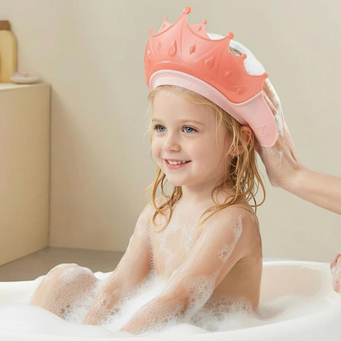 MOSIERRY 1-9 Baby Shower Cap with Bath Rinse Cup, Baby Toddler Hair Washing Shield, Adjustable Silicone Bath Visor