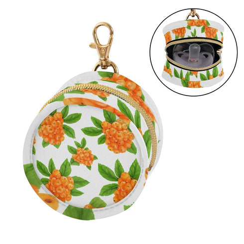 Orange Berries Round Pacifier Storage Case with Zipper, Portable Pacifier Case for Travel, Diaper Bag & Purse, Pacifier