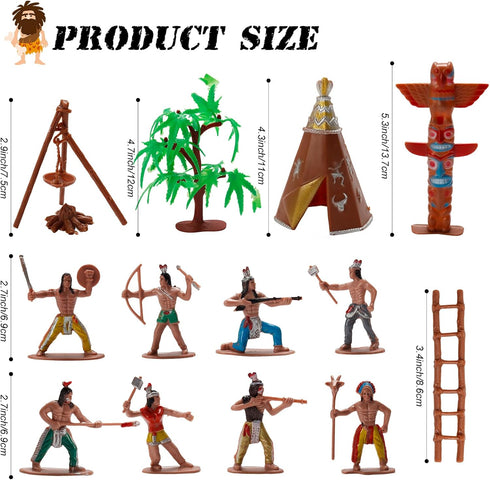 X Hot Popcorn 23 Pcs Miniature Indians Action Figures Plastic Indians Figurines for Diorama Supplies Scene Decoration