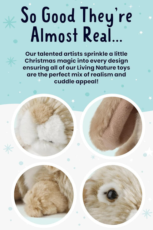 7 inches Living Nature Brown Sitting Lop Eared Rabbit Stuffed Animal | Fluffy Rabbit Animal | Soft Toy for Kids |