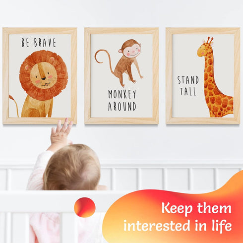 Throwback Traits Safari Nursery Decor, Baby Room Animal Pictures, Set of 6 – 8x10 Wall Art
