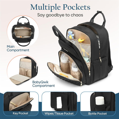 Backpack 2 30-38L) Backpack Qualyphant Diaper Bag - Extra Large Diaper Bag for Kids Twins (Expandable - Travel Baby