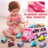 9-in-1 3 Cartoon Vehicle Toy for Toddler Girl, Pink Carrier Truck for Baby Girls, Friction Power Transport Car