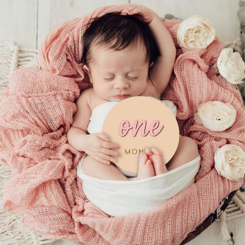 cephira 1-12 Monthly Baby Milestone Maker Discs, Baby Milestone Signs for Newborn Baby, Hello World Newborn Sign