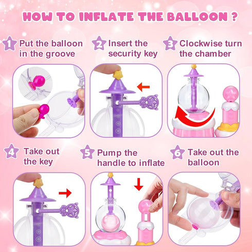 195pcs 3+ nicknack Princess Magic DIY Balloons with Pump, DIY Sticky Balloon Maker Toy Craft Kits for Kids with Bouncy