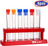 TEKEFT Set of 6 Assorted Color Plastic Test Tube Set, Caps and Rack, Scientific Experiment