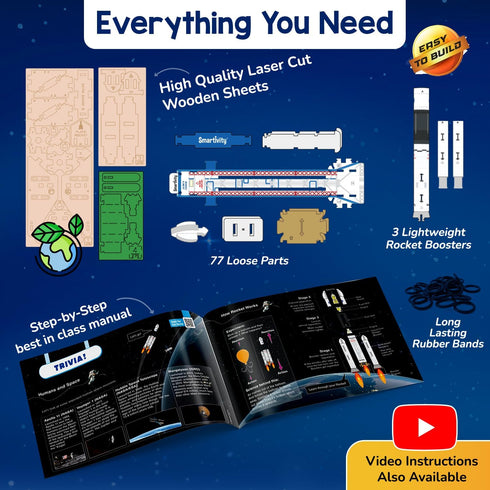 6-12 6,7,8,9,10,11,12 Smartivity Rocket Launcher STEM Kit for Ages Years | Build Your Own Rocket with Launcher |