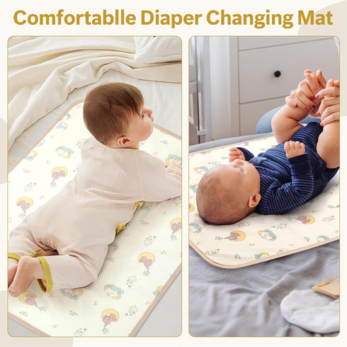 Muslin Diaper Changing Mat, Waterproof Changing Pad for Baby, Leakproof Quick Drying Pads, Portable Diaper Change