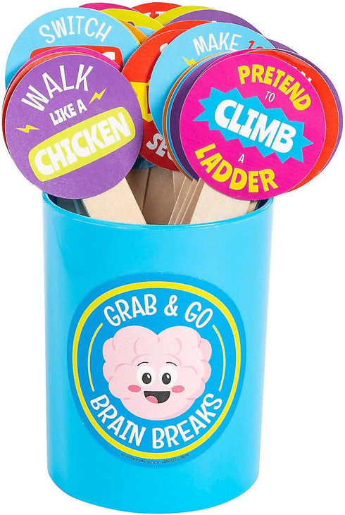 Fun Express Brain Break Activities Exercise Cards & Movement Dice for Kids