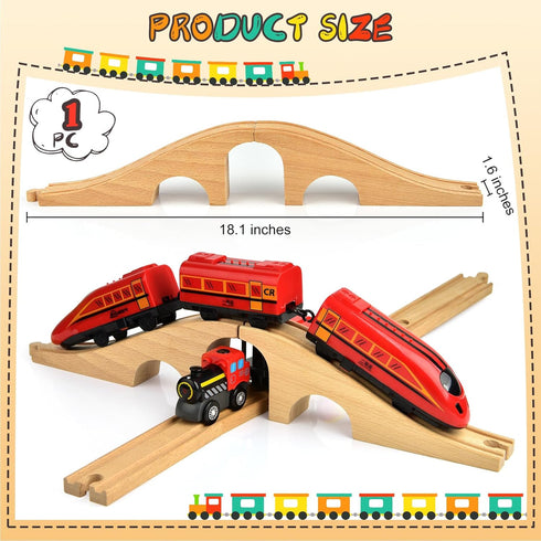 1 Pack Set Mototo Wooden Train Track Bridge Wooden Train Accessories Wood Track Bridge Wood Railroad Pieces Expansion