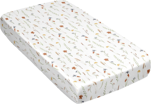 Sweet Jojo Designs Boho Floral Garden Flower Girl Baby Satin Fitted Crib Sheet Infant Newborn Nursery Toddler Bed Room