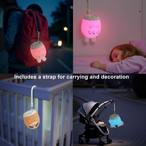 Night Light for Kids Soft Silicone Animal LED Lamp with White Noise, Touch Sensor & Rechargeable Cute Portable