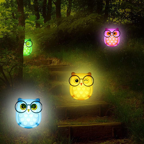 2 PCS Owl LED Plug in Night Light for Kids, Auto Controlled Nightlights for Baby Nursing (Blue+Pink)
